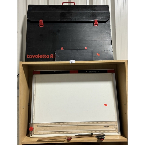 211 - TAVOLETTA DRAWING BOARD WITH SLIDE RULE AND CARRY CASE