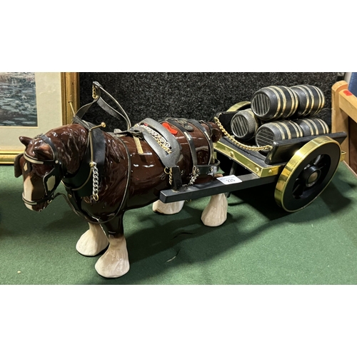 225 - LARGE SHIRE HORSE PULLING BARRELS TWO FEET LONG