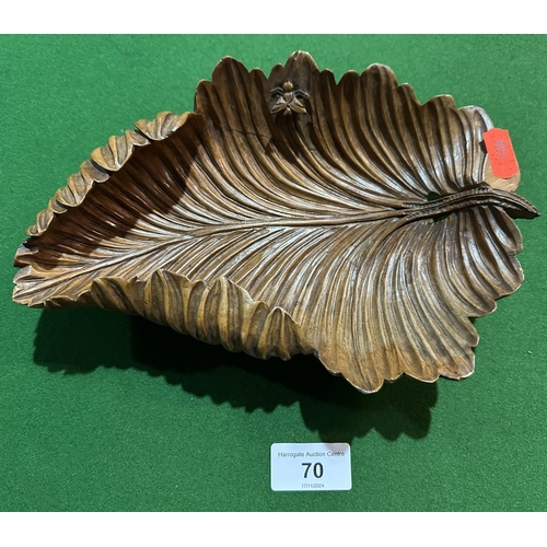 70 - CARVED WOODEN LEAF SHAPED BOWL
