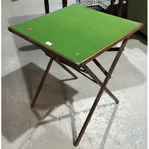 74 - GREEN BAISE TOPED CARD TABLE