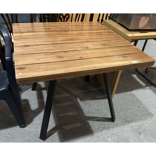 87 - PLANK TOP METAL LEG TABLE