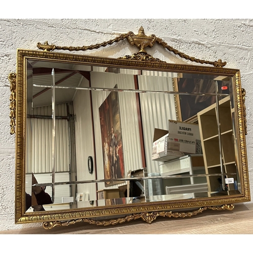 214 - ADAM STYLE GILT FRAME ETCHED GLASS BEVELLED GLASS MIRROR