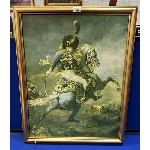 216 - THEODORE GERICAULT “ THE CHARGING CHASSEUR (1812) IN A GILT FRAME