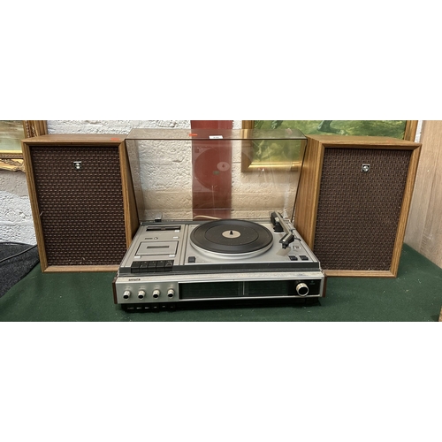 218 - VINTAGE PHILIPS RECORD AND CASSETTE DECK WITH SANYO SPEAKERS