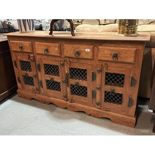 40 - SOLID SHEESHAM WOOD SIDEBOARD WITH CAST IRON PALISADE STYLE DOORS