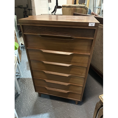 12 - MID-CENTURY WHITE & NEWTON WALNUT TALLBOY CHEST OF DRAWERS