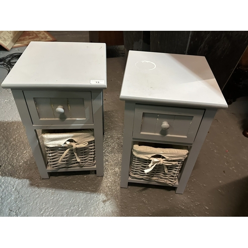 13 - PAIR OF GREY TWO DRAWER CHESTS