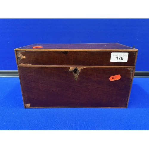 176 - VICTORIAN BOXWOOD INLAID TEA CADDY