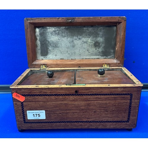 175 - VICTORIAN SOLID OAK INLAND TEA CADDY WITH LINER