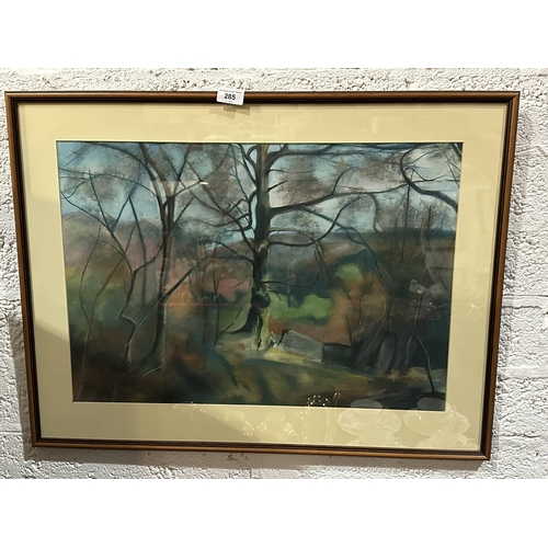 285 - FRAMED ORIGINAL PASTEL DRAWING SIGNED BY M.J.POPPLEWELL