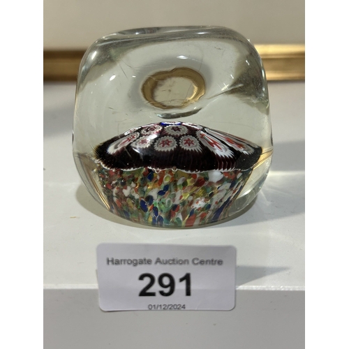 291 - VINTAGE MURANO MILLEFIORI ITALIAN OVOID DIMPLED OPTICAL EFFECT GLASS PAPERWEIGHT