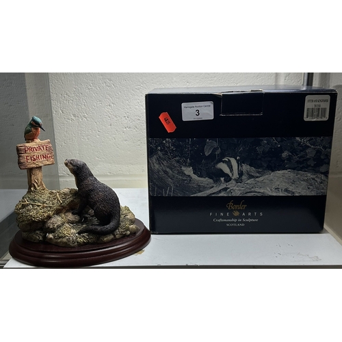 3 - BORDER FINE ARTS “OTTER AND KINGFISHER” FIGURE WITH BOX