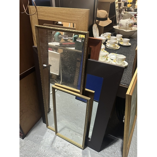 410 - LARGE COLLECTION OF HALL MIRRORS AND ONE LEATHER FRAMED MIRROR