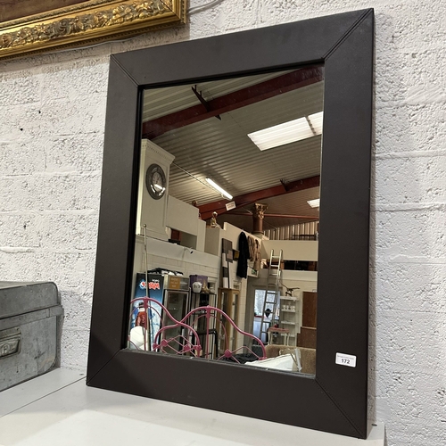 172 - LARGE LEATHER FRAMED MIRROR 27” x 35”