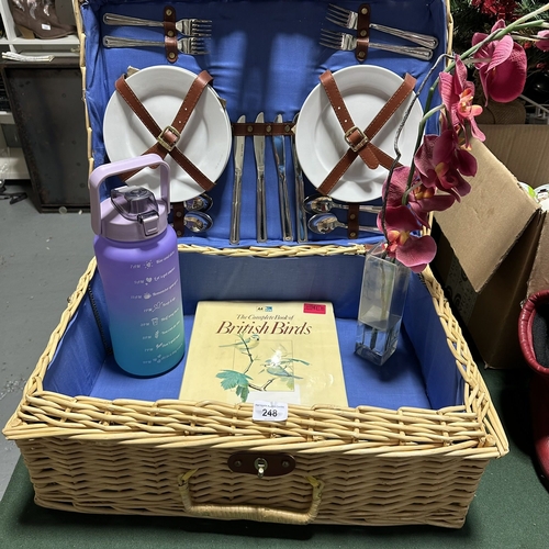 248 - PICNIC HAMPER WITH VARIOUS ITEMS