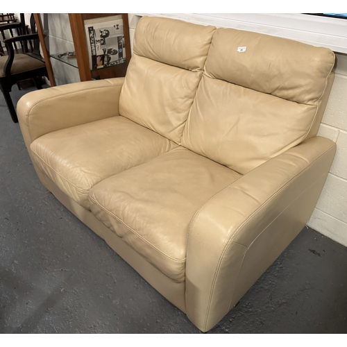 26 - BARKER AND STONEHOUSE TWO SEATER CRÈME LEATHER SETTEE