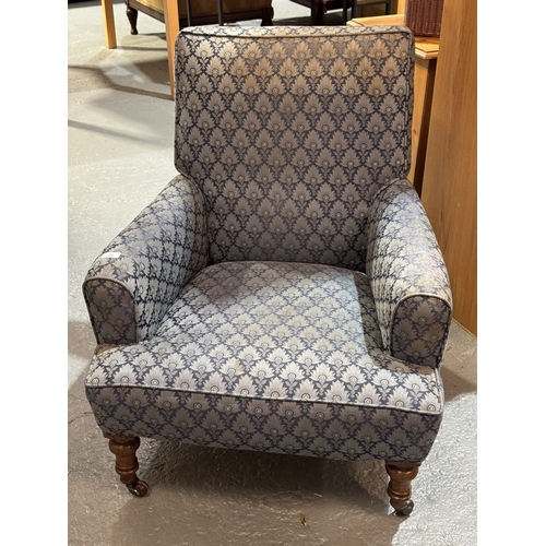 41 - VICTORIAN TURN LEG ARMCHAIR