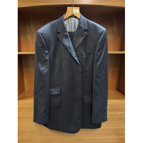 44 - GENTS 100% WOOL PINSTRIPE SUIT BY NEXT 44R CHEST 38R WAIST