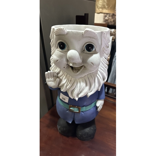 306 - CERAMIC GARDEN GNOME PLANTER 16” TALL