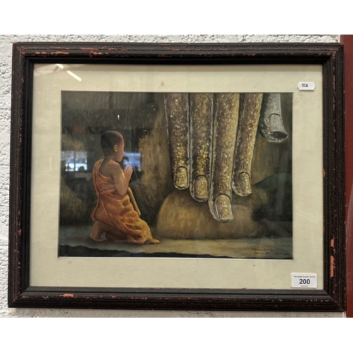 200 - WOODEN FRAMED THAI PICTURE