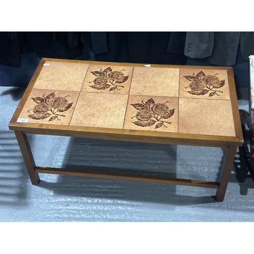 94 - TEAK TILE TOP COFFEE TABLE