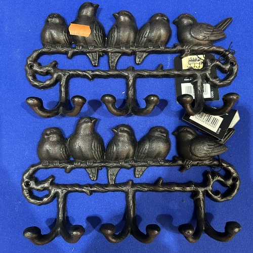 133 - TWO BRAND NEW CAST IRON BIRD COAT HOOKS