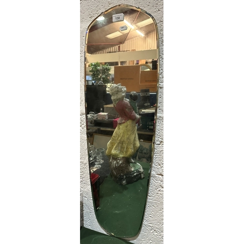 138 - BEVELLED GLASS FRAMELESS MIRROR THREE FEET TALL