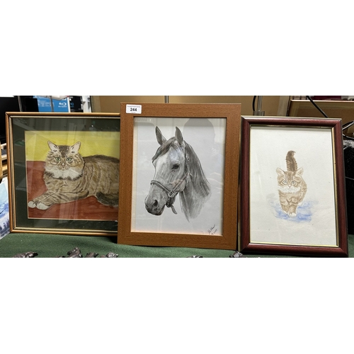 244 - THREE FRAMED ANIMAL PRINTS