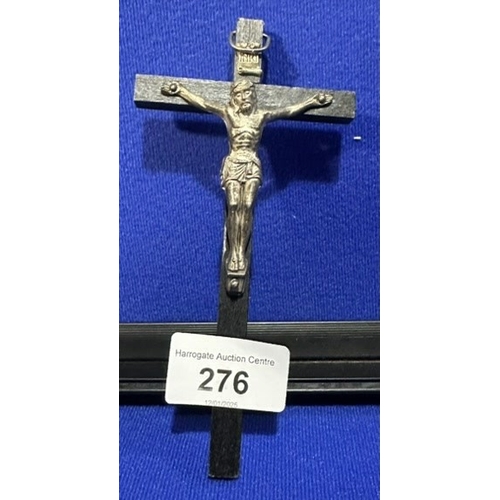 276 - WALL MOUNTED CRUCIFIX WITH SILVER PLATED CHRIST