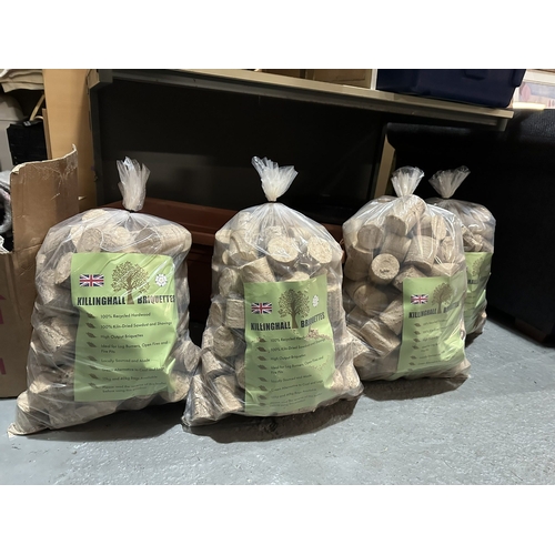 294 - FOUR 15KG BAGS OF HARDWOOD BRIQUETTES