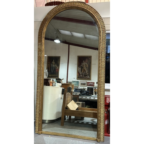 313 - EARLY VICTORIAN GILT WOOD FRAMED DOME TOP MIRROR XTRA XTRA LARGE IN STUNNING CONDITION 9.9FT TALL