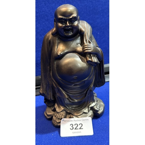 322 - BRONZE EFFECT BUDDHA FIGURE 6” TALL