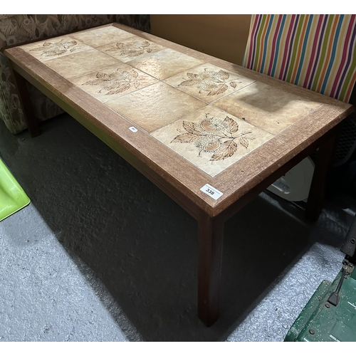 338 - RETRO TEAK TILED TOP COFFEE TABLE