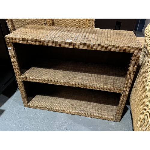 41 - WOVEN WICKER TWO SHELF BOOKCASE