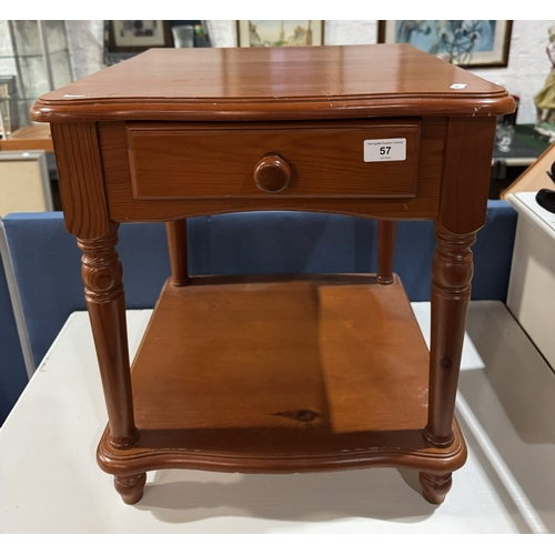 57 - SOLID PINE BEDSIDE TABLE WITH SINGLE DRAWER