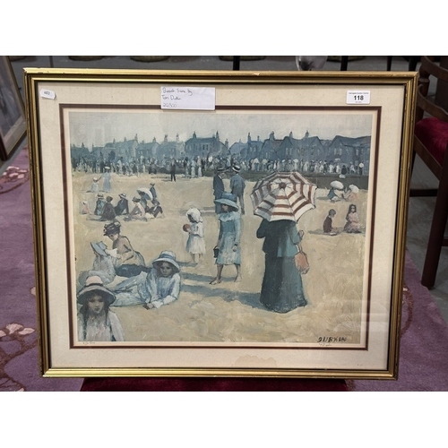 118 - VINTAGE FRAMED LIMITED EDITION PRINT DEPICTING A BEACH SCENE BY TOM DURKIN 212/500