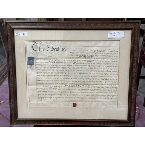 121 - EARLY FRAMED INDENTURE SIGNED JAMES BLAKE