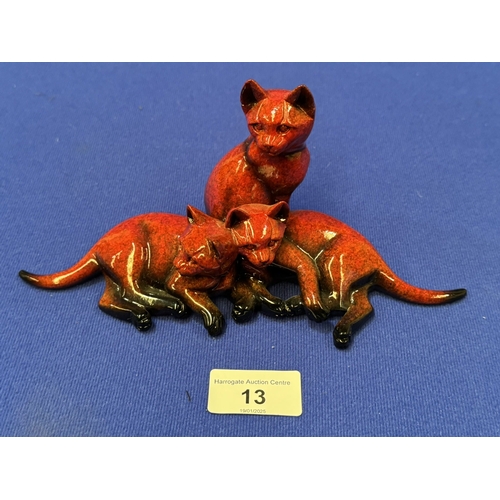 13 - MINIATURE RED LAQUERE CAT SCULPTURE