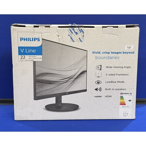 139 - PHILIPS C LINE 22 INCH MONITOR NEW IN BOX