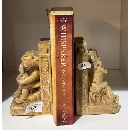 167 - PAIR OF CARVED CHALK BOOKENDS