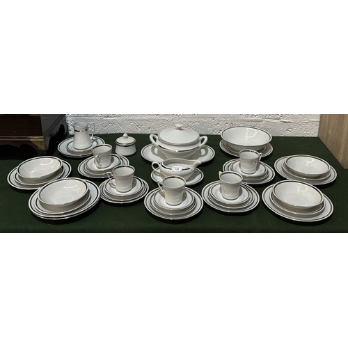 172 - POLISH SILVER RIMMED DINNER SET BY HANSEL