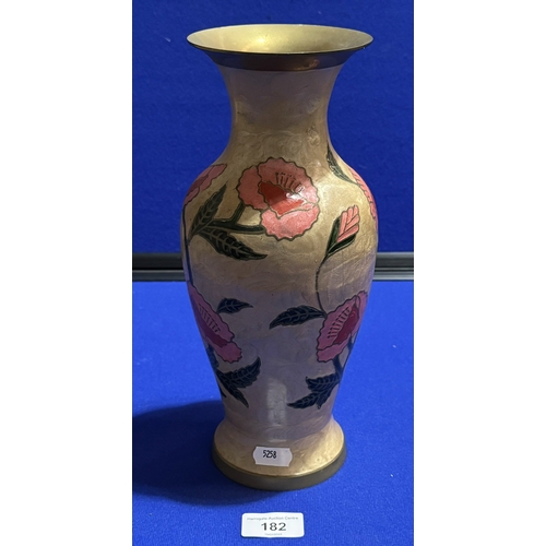 182 - ENAMELLED BRASS VASE