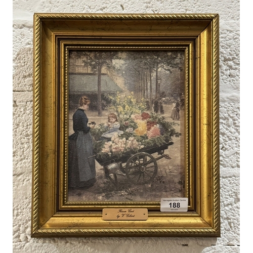 188 - GILT FRAMED PRINT TITLED “FLOWER CART” BY V GILBERT