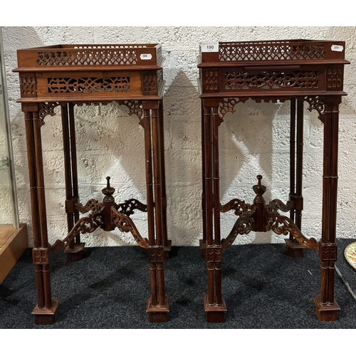 190 - PAIR OF CHIPPENDALE REVIVAL LAMP TABLE CIRCA 1900