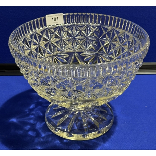 191 - VINTAGE CZECH DIAMOND CUT CRYSTAL PEDESTAL BOWL