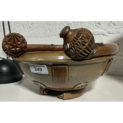 249 - MIDDLE EASTERN IMPRESSION WARE IRONSTONE BROWN GLAZE FRUIT BOWL