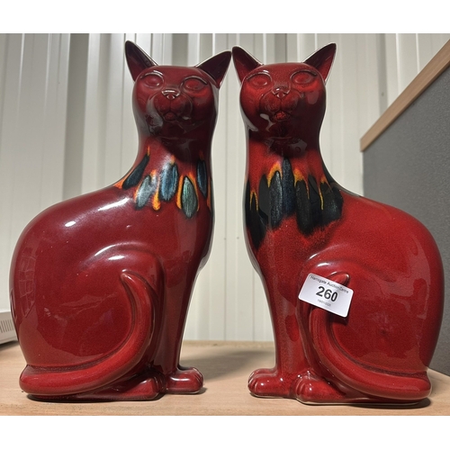 260 - PAIR OF POOLE POTTERY CERAMIC RED CAT FIGURES