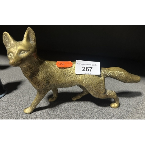 267 - LARGE HEAVY SOLID BRASS FOX