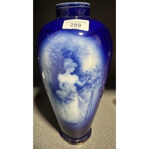 289 - VICTORIAN FLOW BLUE VASE 12 INCHES