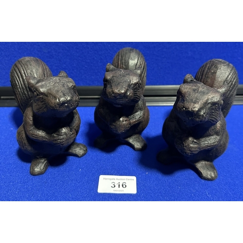 316 - TOM CHAMBERS BRAND NEW CAST IRON SQUIRRELS